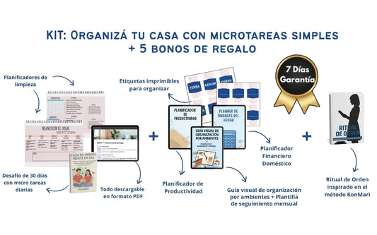 Kit: Organizá tu casa con microtareas simples + 5 bonos de regalo